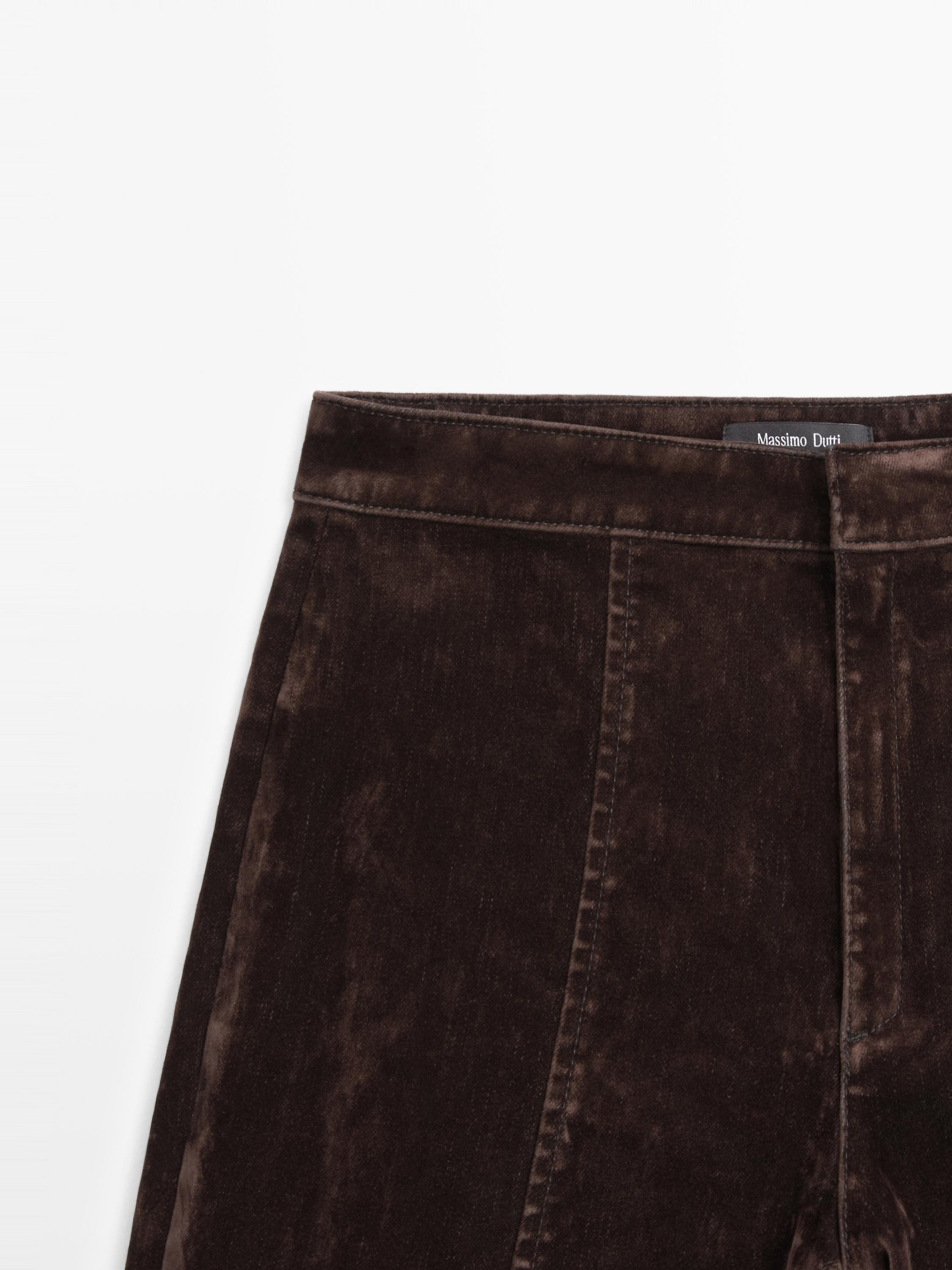 Jean flare taille haute effet velours